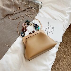 Elegant Tan Women's Bag with Chain Handle